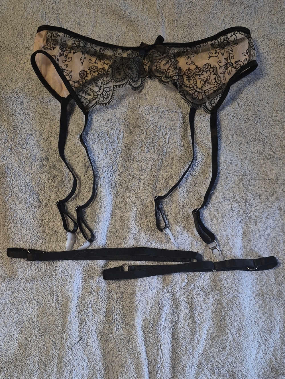 Sheer Black Lace Garder Belt